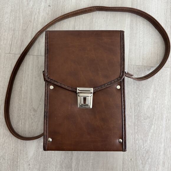 Vintage 70s Leather‎ Carrying Hard Case Bag For Kodak Polaroid Camera Case Only - Picture 1 of 10